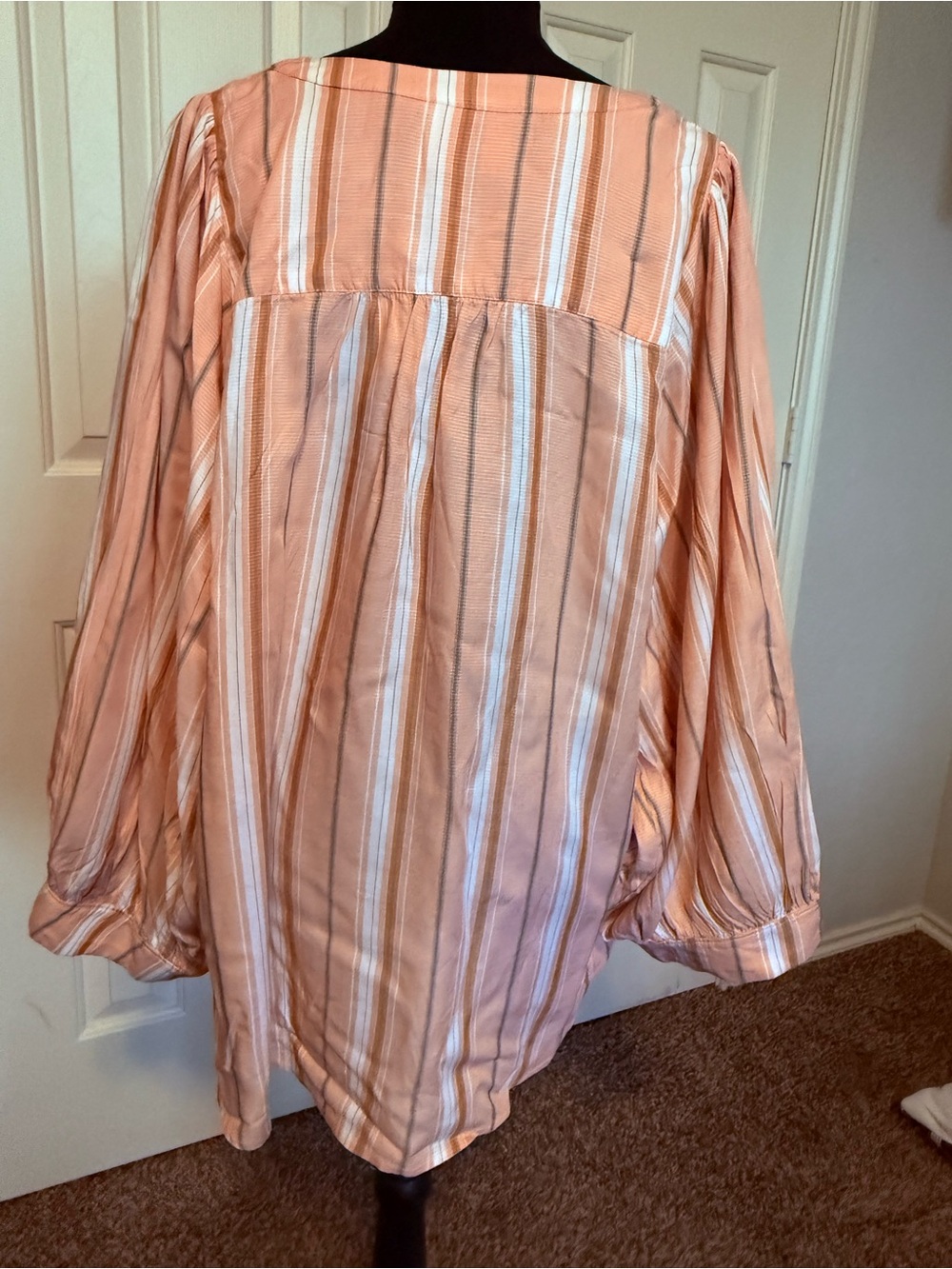 NWT Maeve Anthropologie Pink Rose Striped Peasant Blouse XL p - Picture 5 of 8